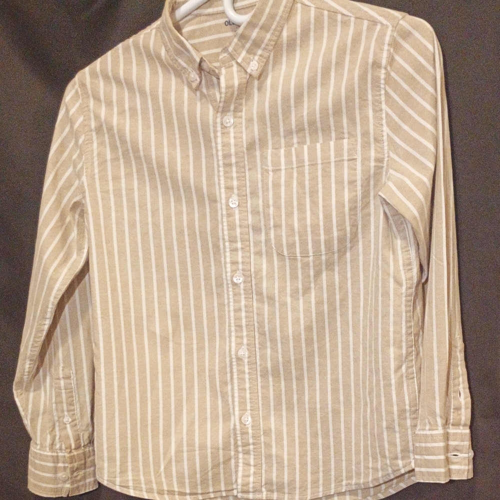 Old Navy Beige Striped Button Down Shirt